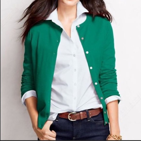 Lands' End | Sweaters | Lands End Kelly Green Button Up Cardigan Sweater |  Poshmark